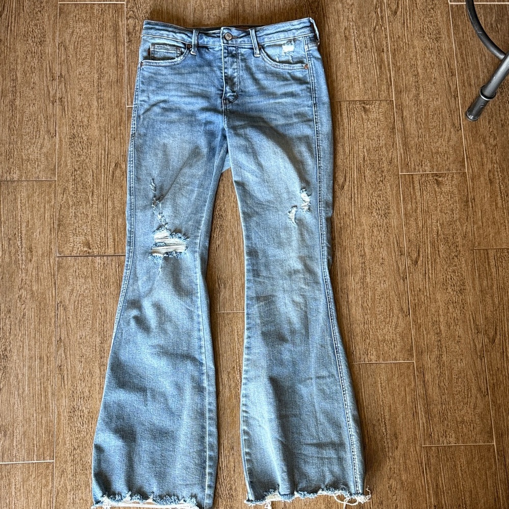 Judy Blue Light Blue Distressed Flare Jeans